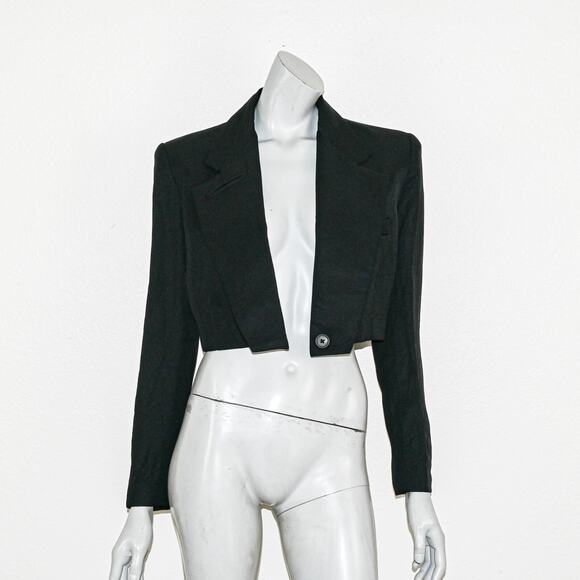 SMYTHE $695 Cut Off Blazer Tuxedo Black Size Small Oversized - Picture 2 of 11